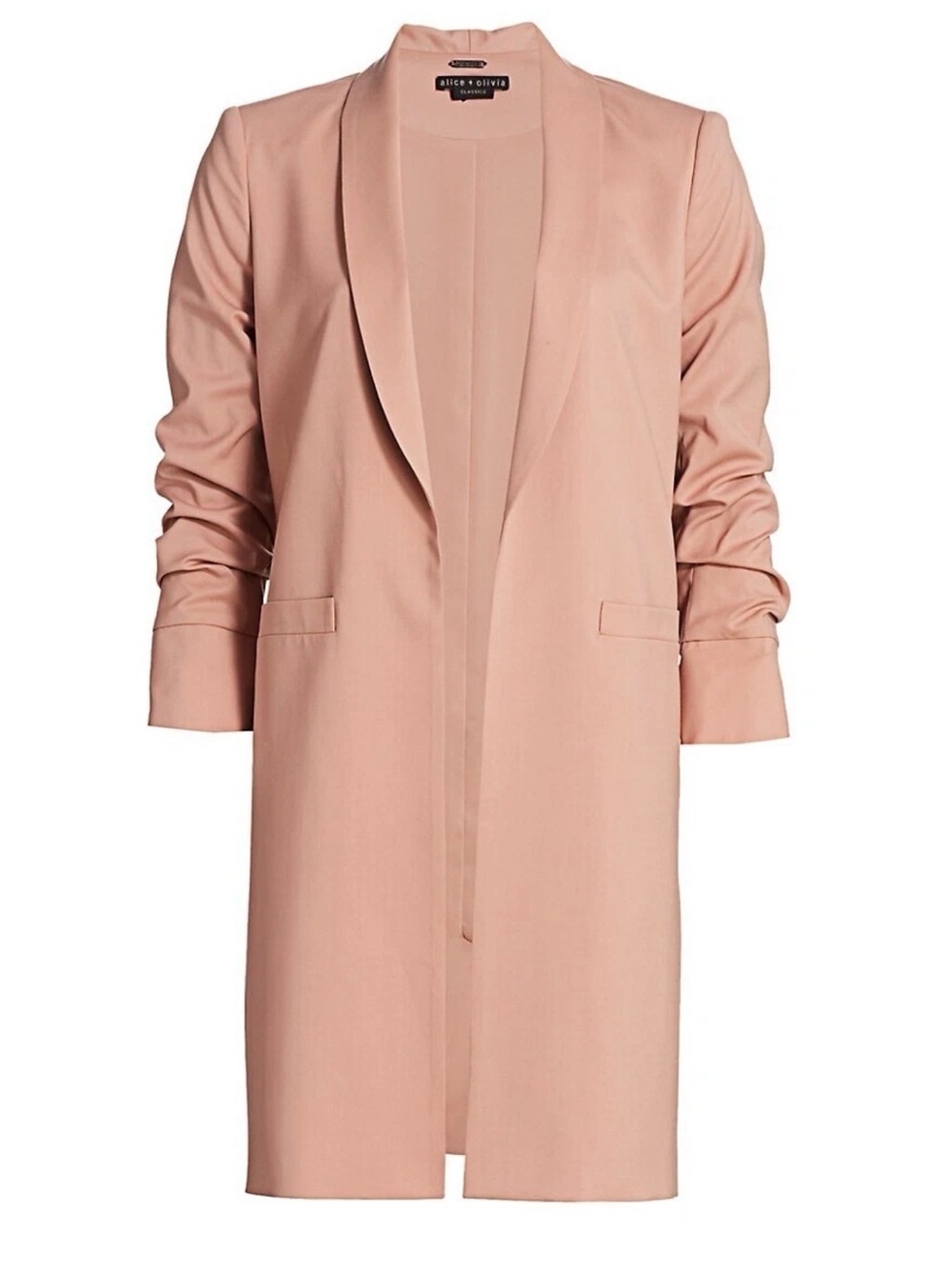 Alice + Olivia Dusty Blush Pink Longline Open Blazer Coat